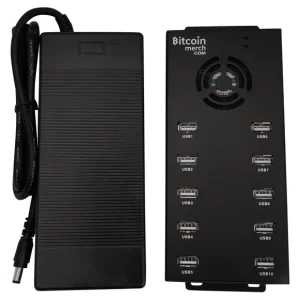 10 Port Powered USB Hub ONLY 120W 12V 10A, FOR Compac F, NewPac, Antminer, Moonlander by Bitcoin Merch®