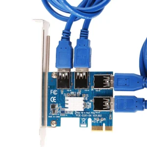 PCI-E Express 1X to 4 PCI-E 16X Slots Extender Riser Card External Adapter by Bitcoin Merch®