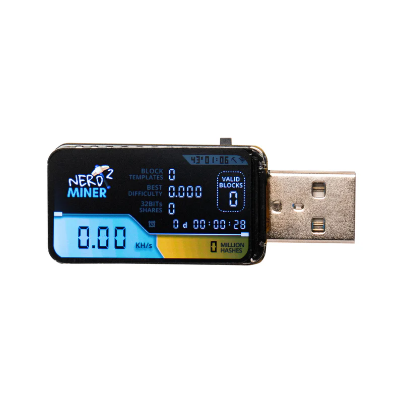 NerdMiner 2 - USB Lottery Miner with WiFi by Bitcoin Merch®